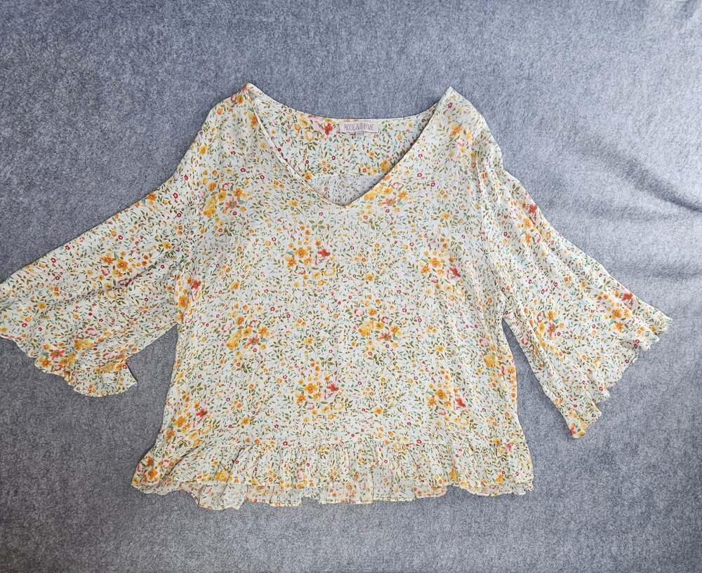 Rose & Thyme Floral  Blouse Top Size L